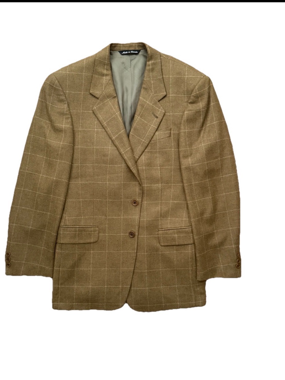 Vintage Loro Piana 100% Cashmere Sport Coat 40R Brown Herringbone Made in Canada